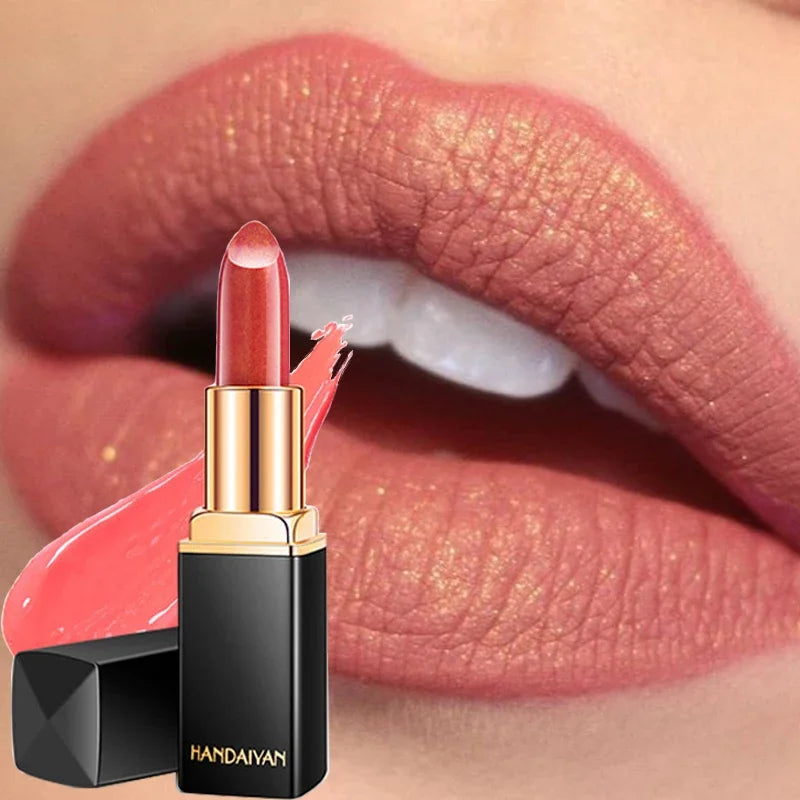 Moisturizing Lipstick 9 Colors Waterproof Long Lasting Pigment Nude Pink Shimmer Lipstick