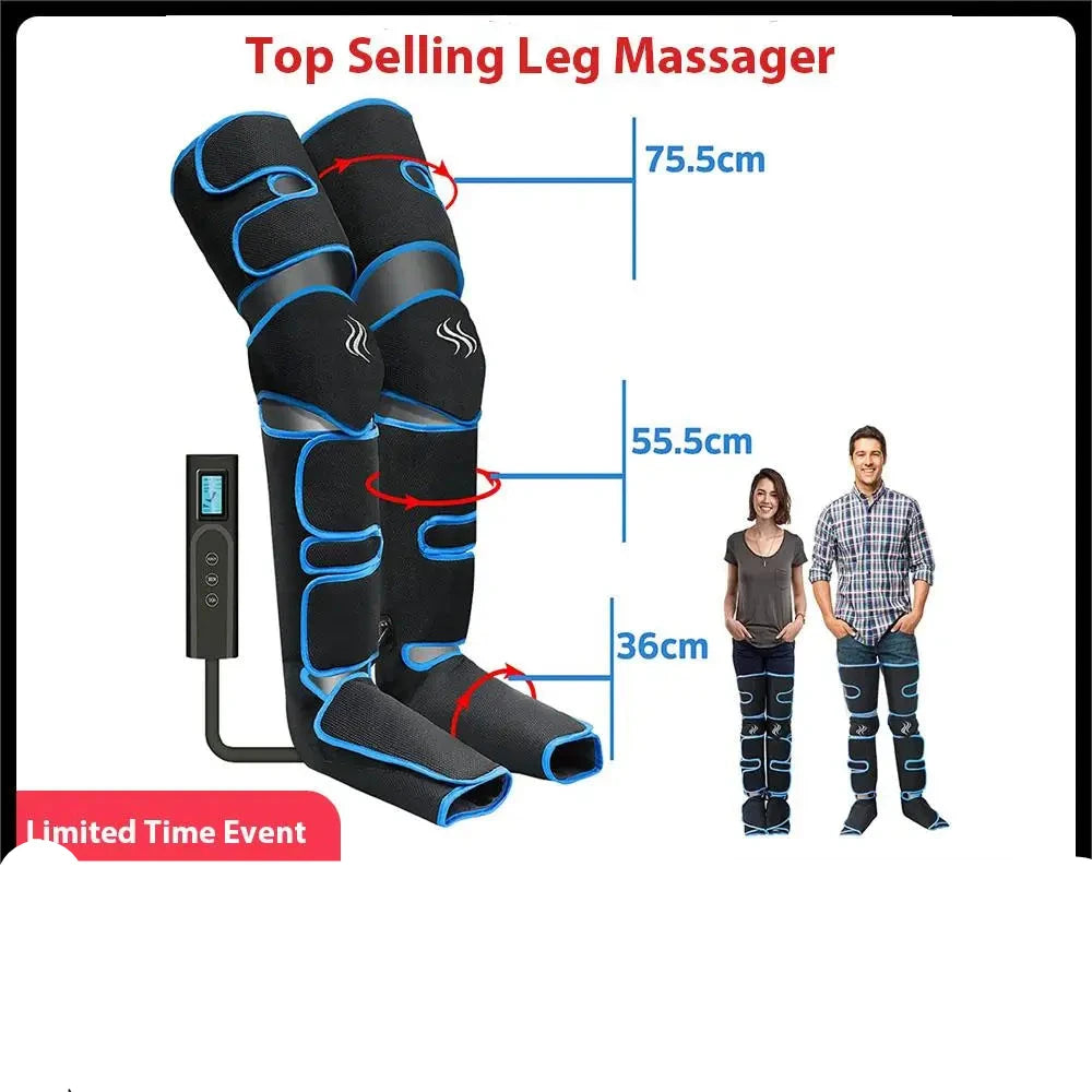 Foot air pressure leg massager promotes blood circulation, body massager, muscle relaxation, lymphatic drainage device 360°