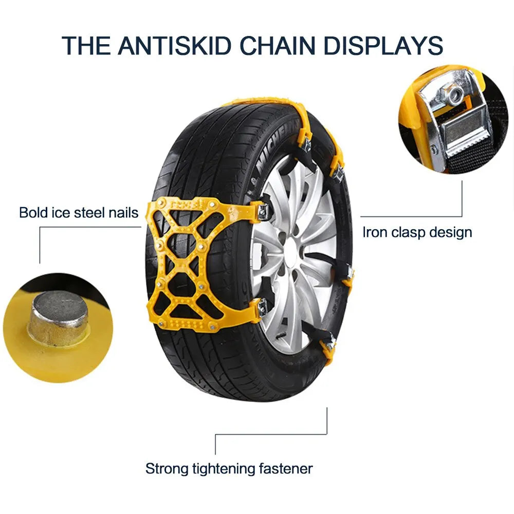 Snow Tire Chains Mud Tyre Wheels Thick Anti-Skid Belt For Car/SUV/Truck Portable Easy to Mount Emergency Traction Car 3pcs Car