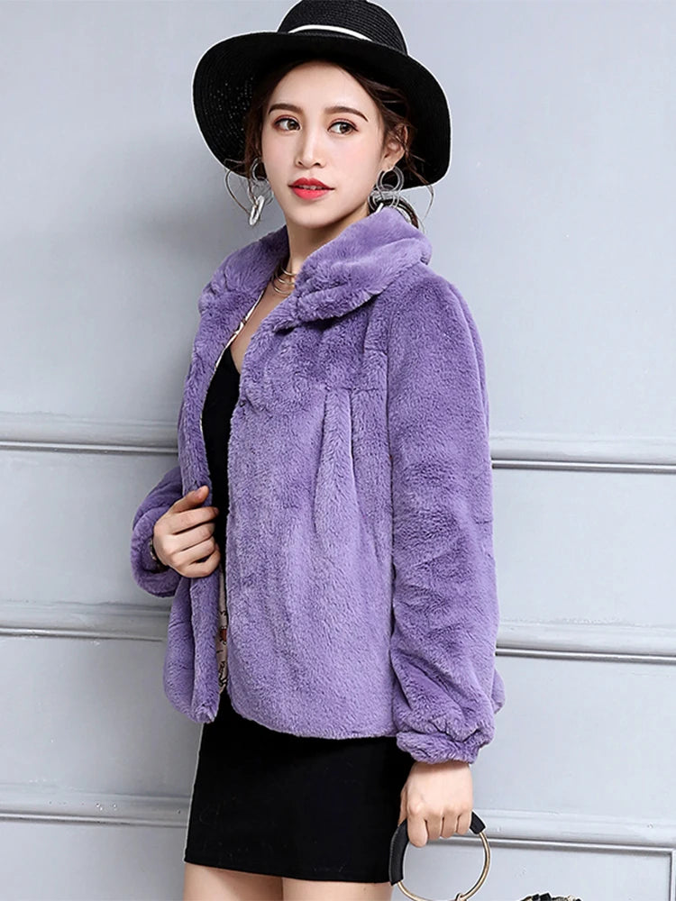 Fur Jacket Women Long Sleeve Coat