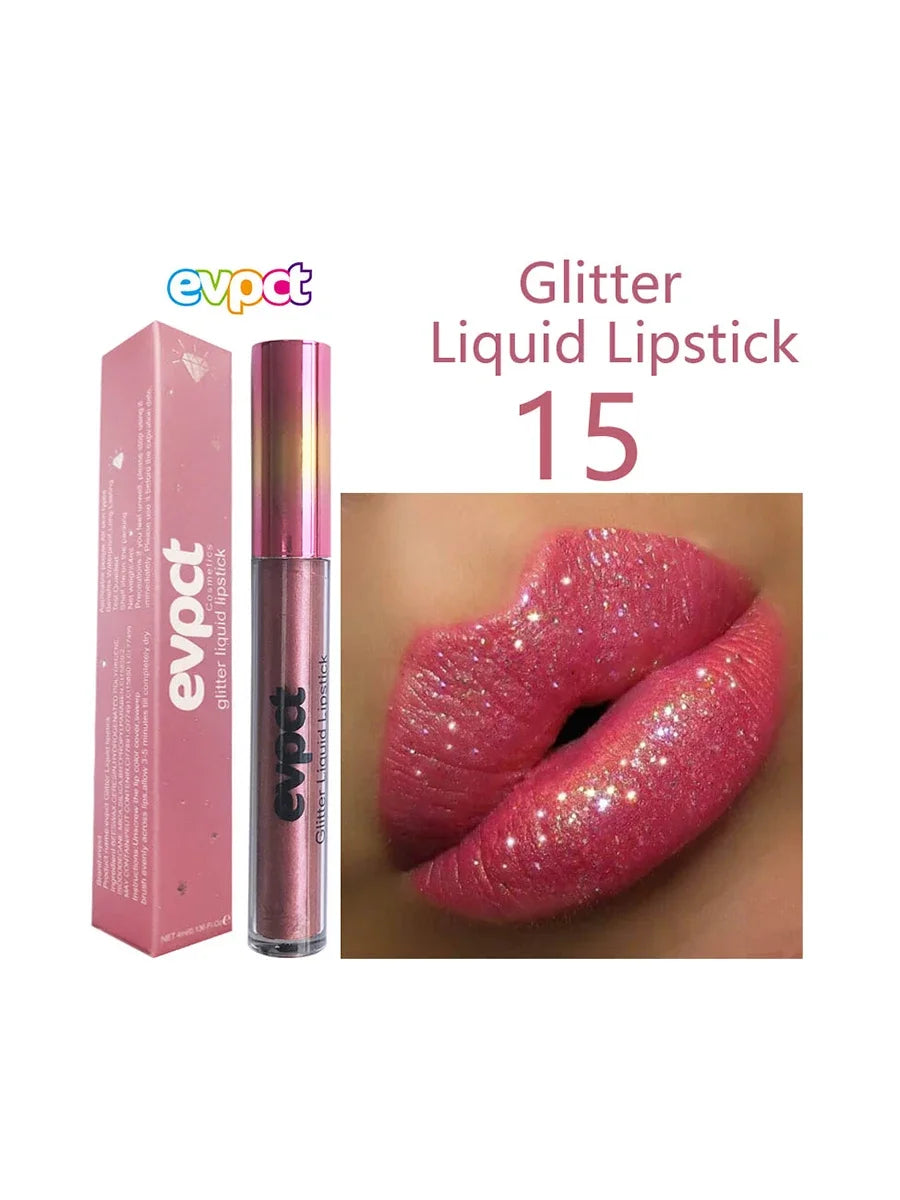 Waterproof Diamond Lip Gloss 13 Color Shimmer Glitter Matte Lipstick Long Lasting Non-stick Cup Pearl Velvet Lipgloss Lip Makeup