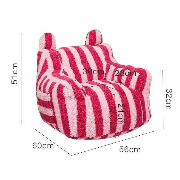 Children's Balcony Corner Small Stool Safe and Healthy Lightweight Striped Children's Bean Bag Sofa