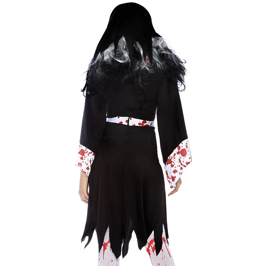 Scary Nun Cosplay Witch Horror Dracul aura Halloween Costume for Woman