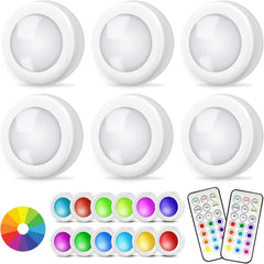 13Colors RGB LED Under Cabinet Light Puck Light Remote Control Dimmable Wireless Night Lamp