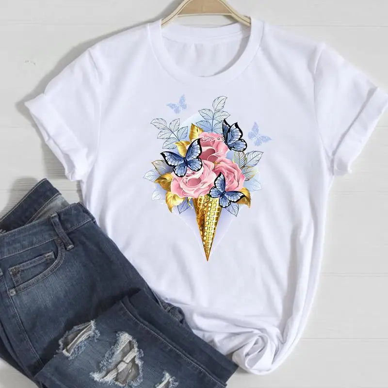 Printed Dress Blouse Women's T-shirt Graphic T Shirts  Women Clothing