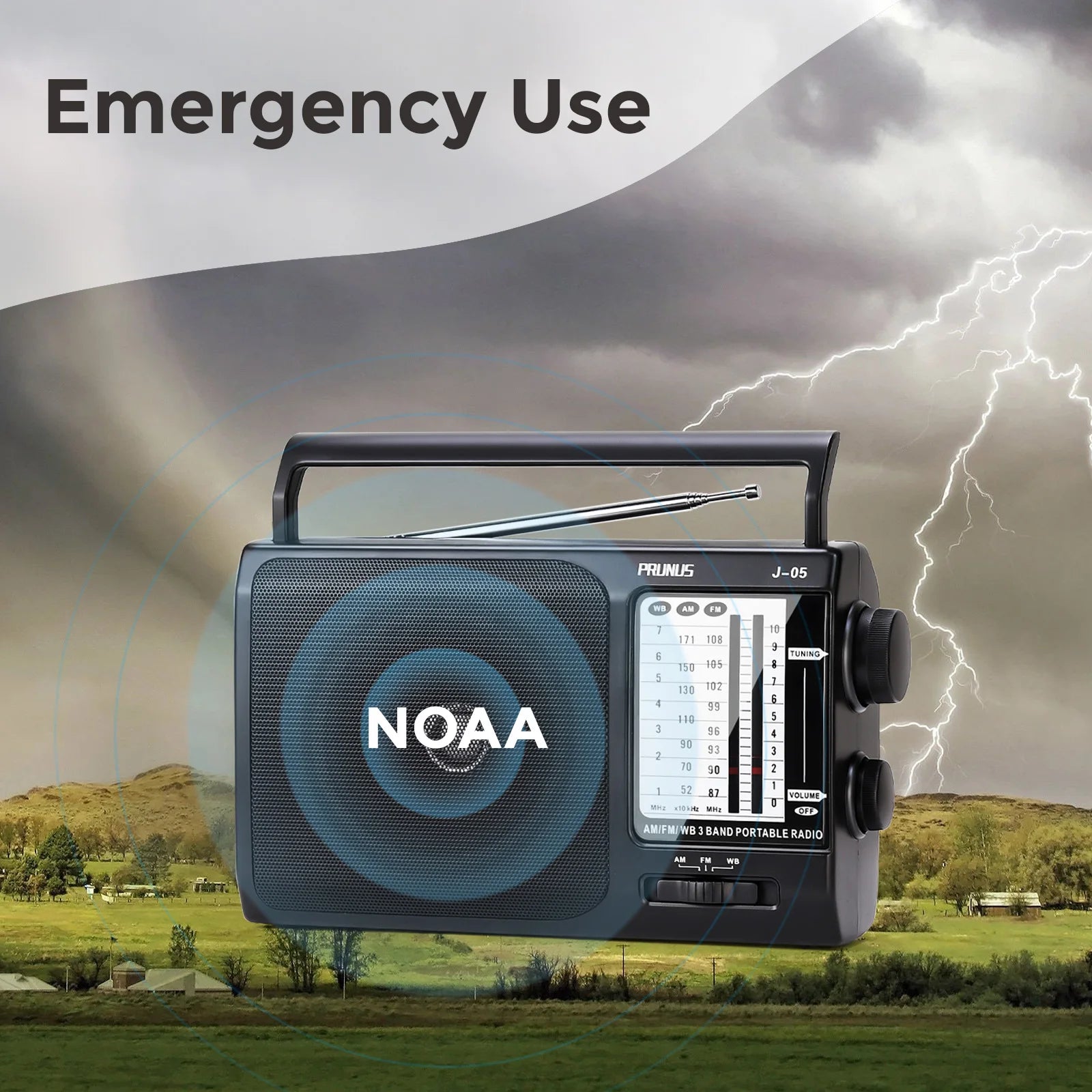 NOAA Weather AM FM Portable Radio with Best Reception, Transistor Radio, Battery Operated Radio by 3X D Cell Batteries AC Power