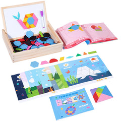 Magnetic tangram, geometric building blocks, children's puzzles, magnetic toys