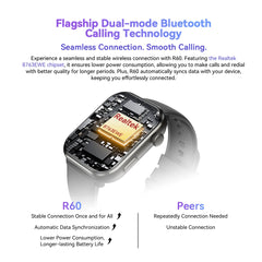 Black view Smartwatch R60 Watch 1.96'' AMOLED Display 800mAh Bluetooth Phone Calls Health and Fitness Tracking