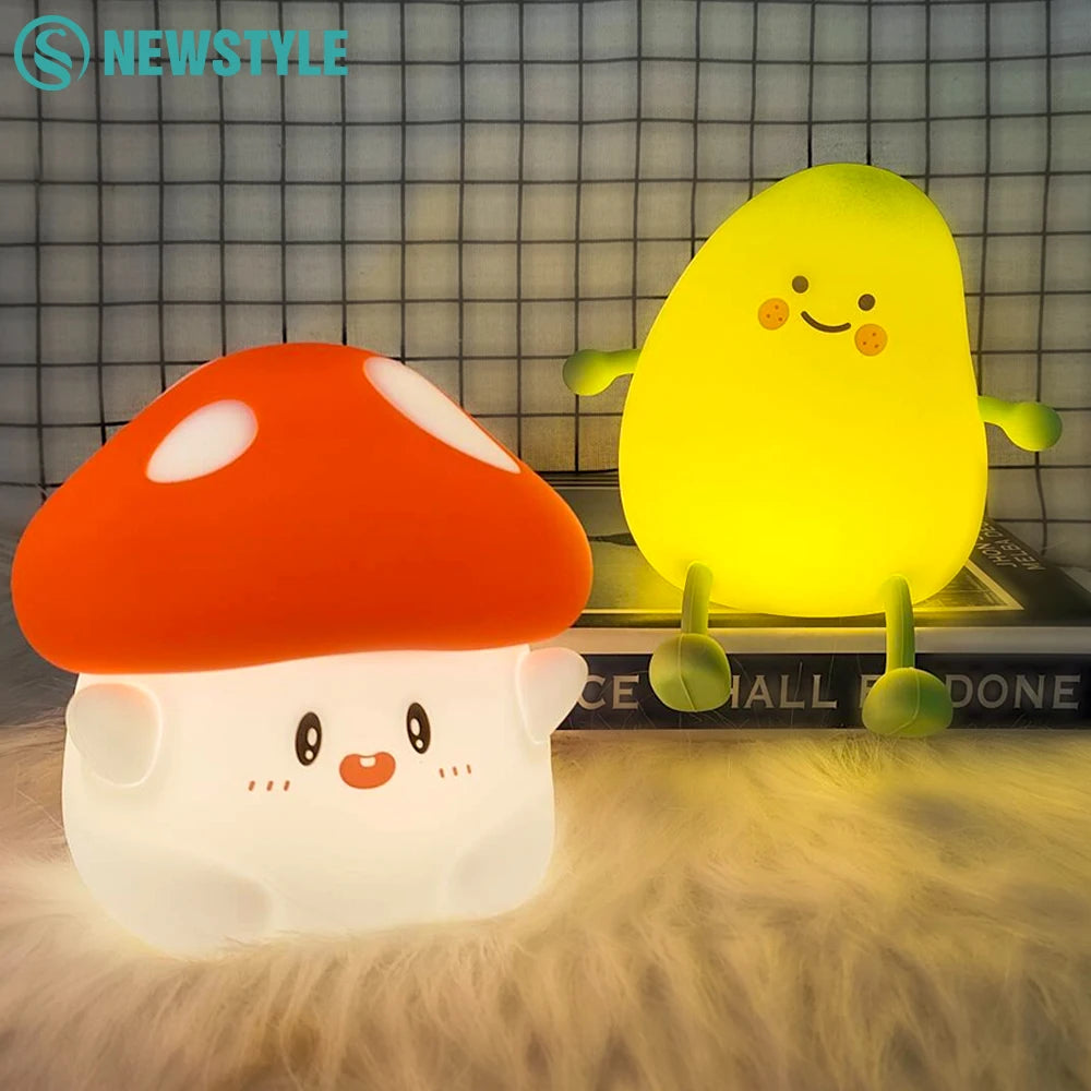 Cute Mushroom Night Light Timing Nursery Sleeping Nightlights