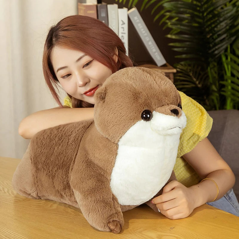 Simulation Cute Lutra Plush Toys Stuffed Realistic Otter Animal Doll Soft Seal Plushie Pillow for Kids