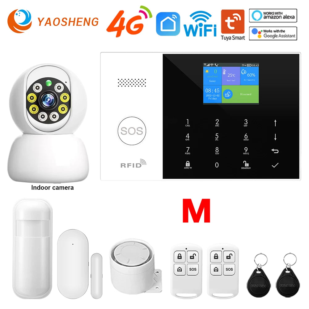 4G Alarm System Security Home WIFI Alarme Residencial Wireless Home Alarm For Tuya Smart Life With Door Sensor Work With Alexa