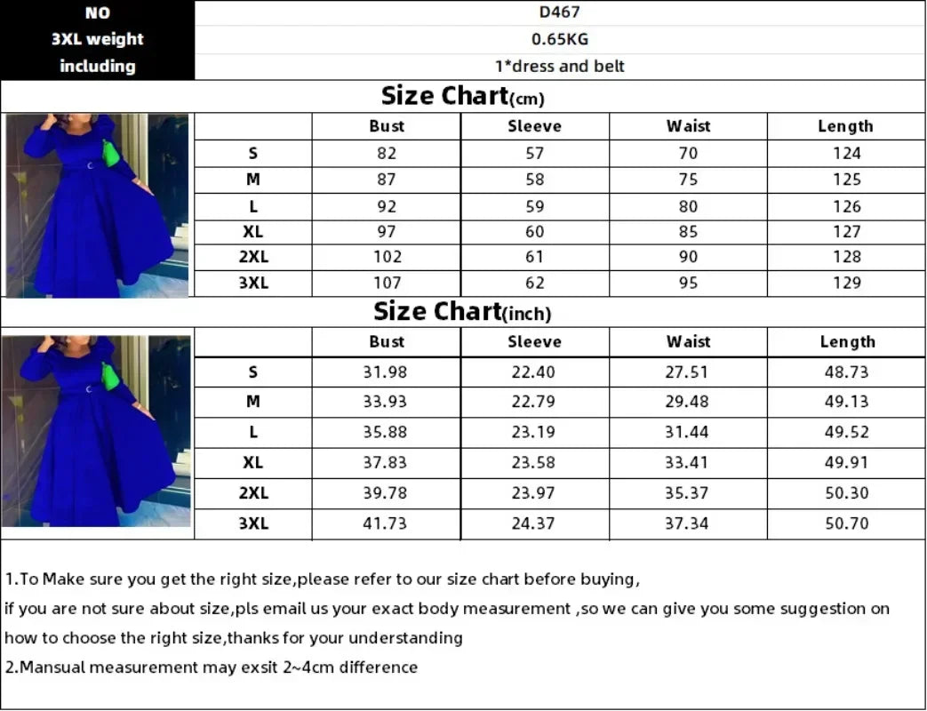 A-line Dress African Long Dresses for Women Fall Sale Evening Party High Waist Belt Robe