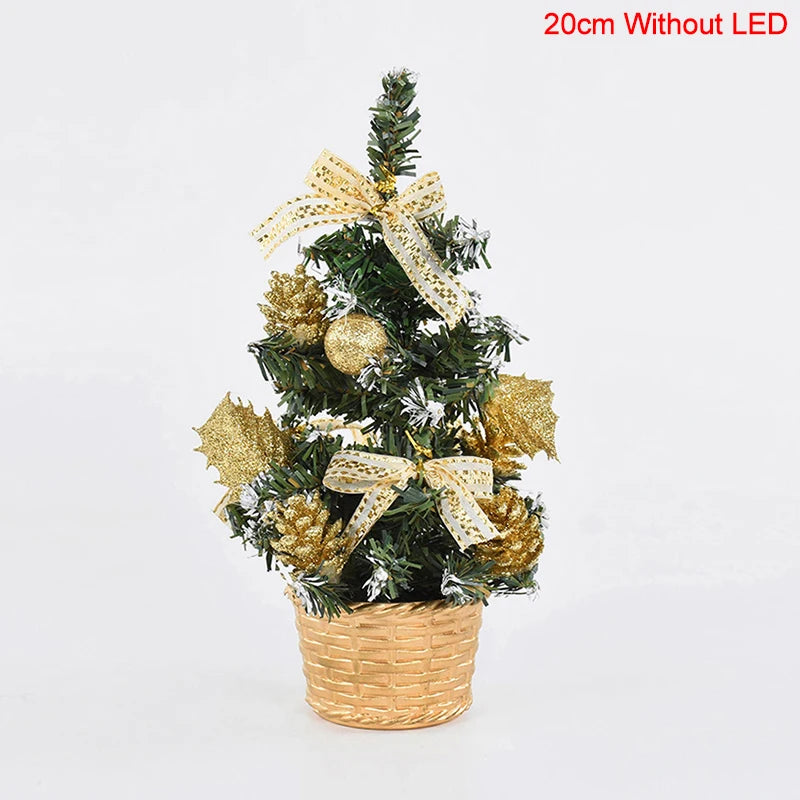 Christmas Tree Table Ornament with LED Light Balls 2023 Christmas Decoration for Home 2024 New Year Gift Mini