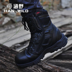 Mens Military Army Boot Genuine Leather Vintage Lace Up Waterproof Safety Shoes