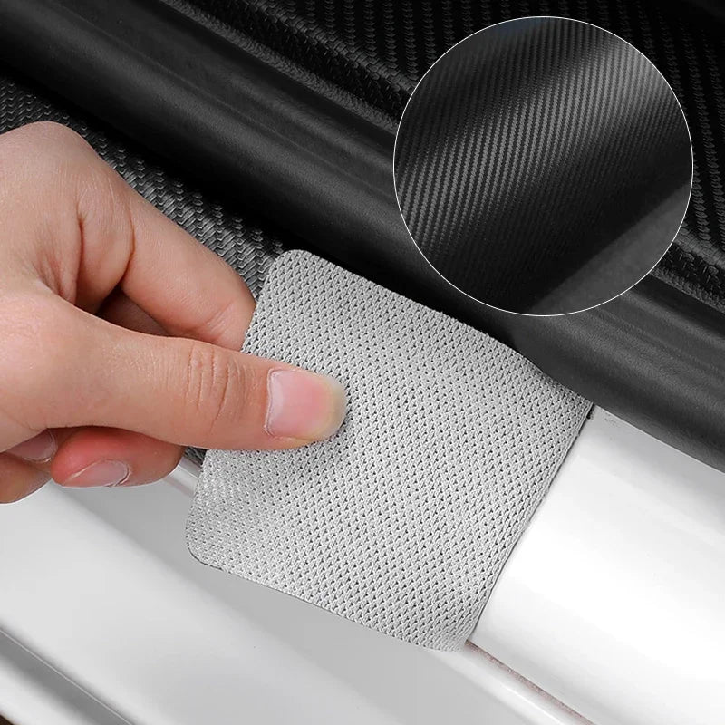 Car Door Sill Protective Sticker Carbon Fiber Leather Threshold Strips