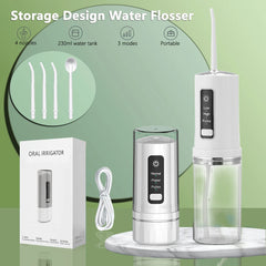 Oral Irrigator +4 Jets 3 Mode USB Rechargeable Water Flosser Portable Dental Water Jet