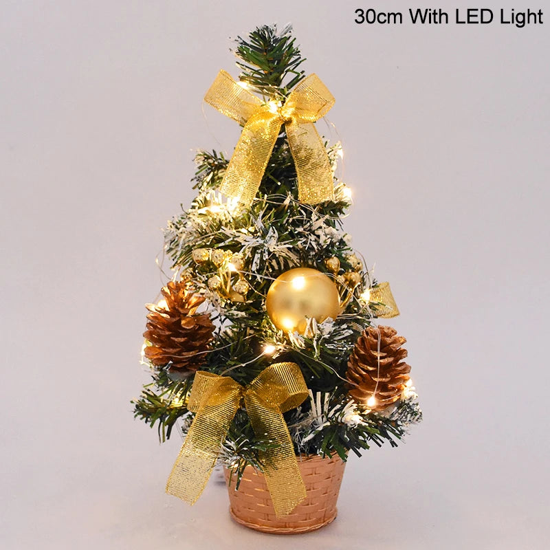 Christmas Tree Table Ornament with LED Light Balls 2023 Christmas Decoration for Home 2024 New Year Gift Mini