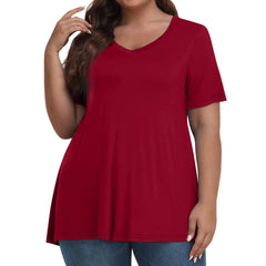 Plus Size Women's T-shirt Fashion Solid Short Sleeve Tee Loose Casual Female Clothing