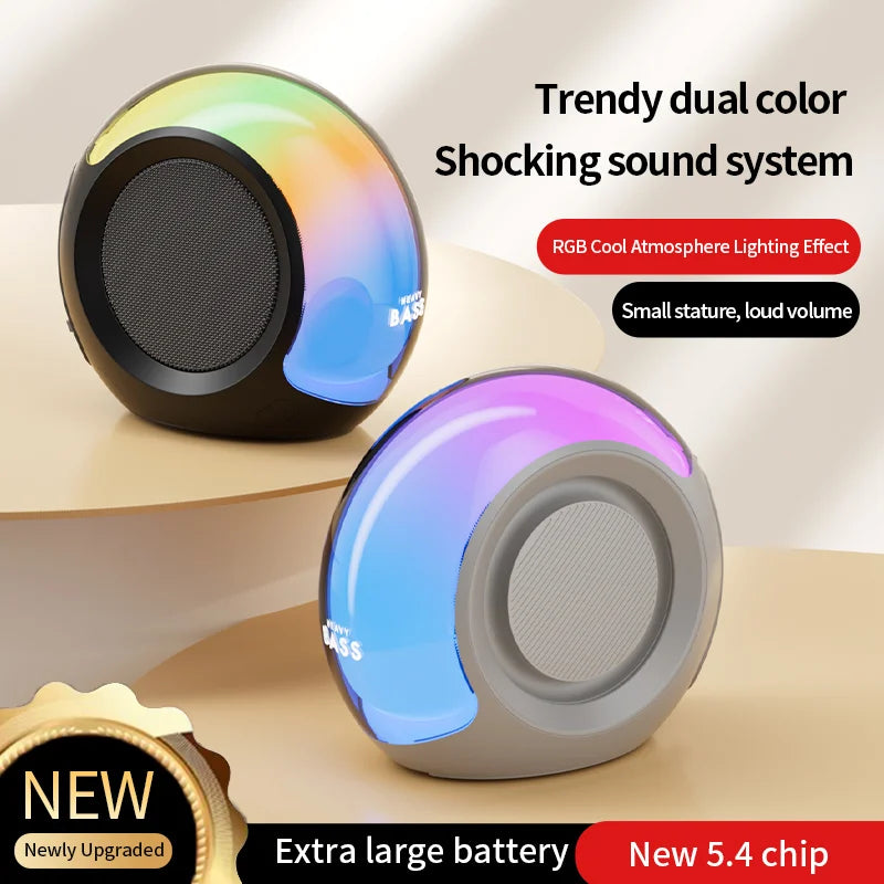 BASS-09 RGB Portable Outdoor Wireless Speaker Heavy Duty Subwoofer TWS Stereo Hi-Fi 1500mAH Battery TF Slot