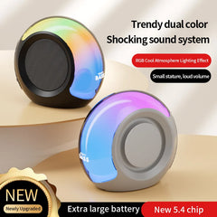 BASS-09 RGB Portable Outdoor Wireless Speaker Heavy Duty Subwoofer TWS Stereo Hi-Fi 1500mAH Battery TF Slot