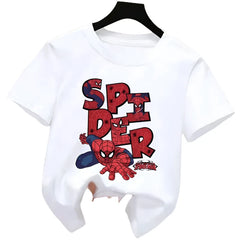 Spider-Man Children T-Shirt Kawaii Animal Superhero Cartoons Kids Tee Shirts