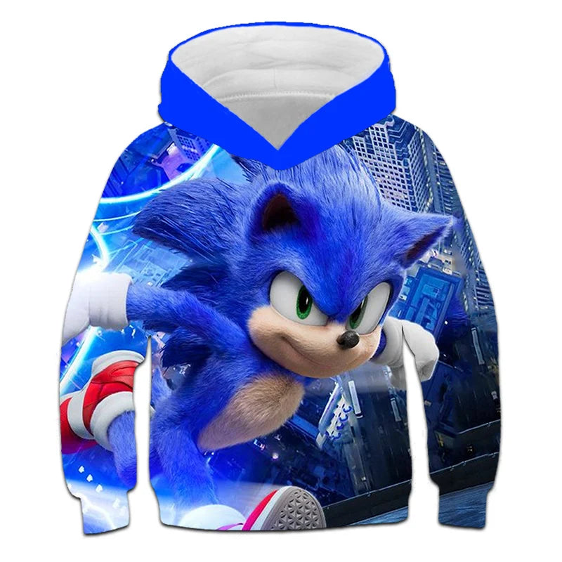 Japanese anime Sonic children's boy cartoon hoodie sweatshirt  3D printed cartoon boy and girl hoodie sweatshirt