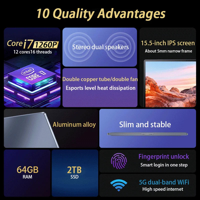 15.6 Inch Intel Core i9-10885H/i7 10870H Ultrabook Computer Fingerprint Unlock 2*DDR4 MAX 64GB RAM 2TB SSD Desktop Notebook WIFI