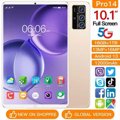 Original Pro 14 Tablet PC Global Version 10.1inch 16GB+1TB Android13 5G, Dual SIM, WiFi, Google Play, GPS, Tablet, 2024