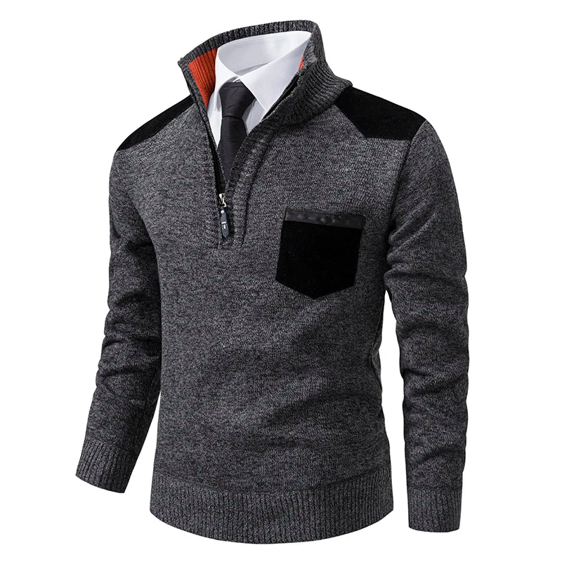 Pullover Men Sweater Cashmere Thick Polo Shirts Korean Half Zipper Cold Blouse Stand Collar Autumn Winter Outerwear Luxury Cloth