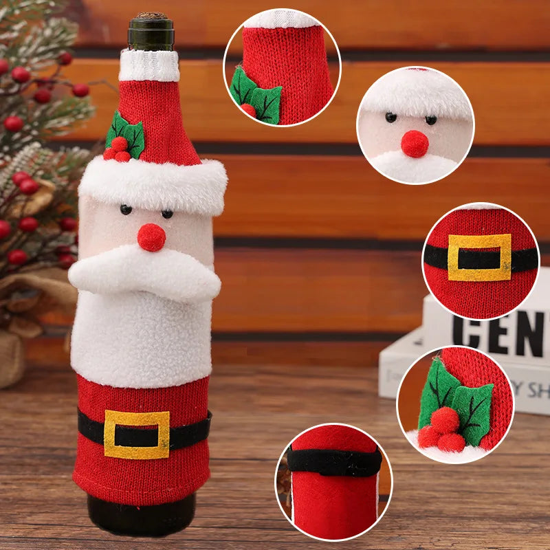 Christmas European And American Style Knitted Faceless Old Man Long Beard Wine Bottle Set