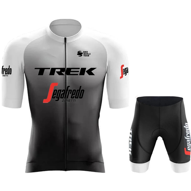 TREK Men's Cycling Clothing Man Jersey Pants Gel Laser Cut Clothes Mountain Bike 2024 Mtb Suit Shorts Complete Sports Set Summer