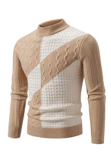 2024 High Quality Men's New Autumn and Winter Casual Warm Color Block Sweater Knit Tops