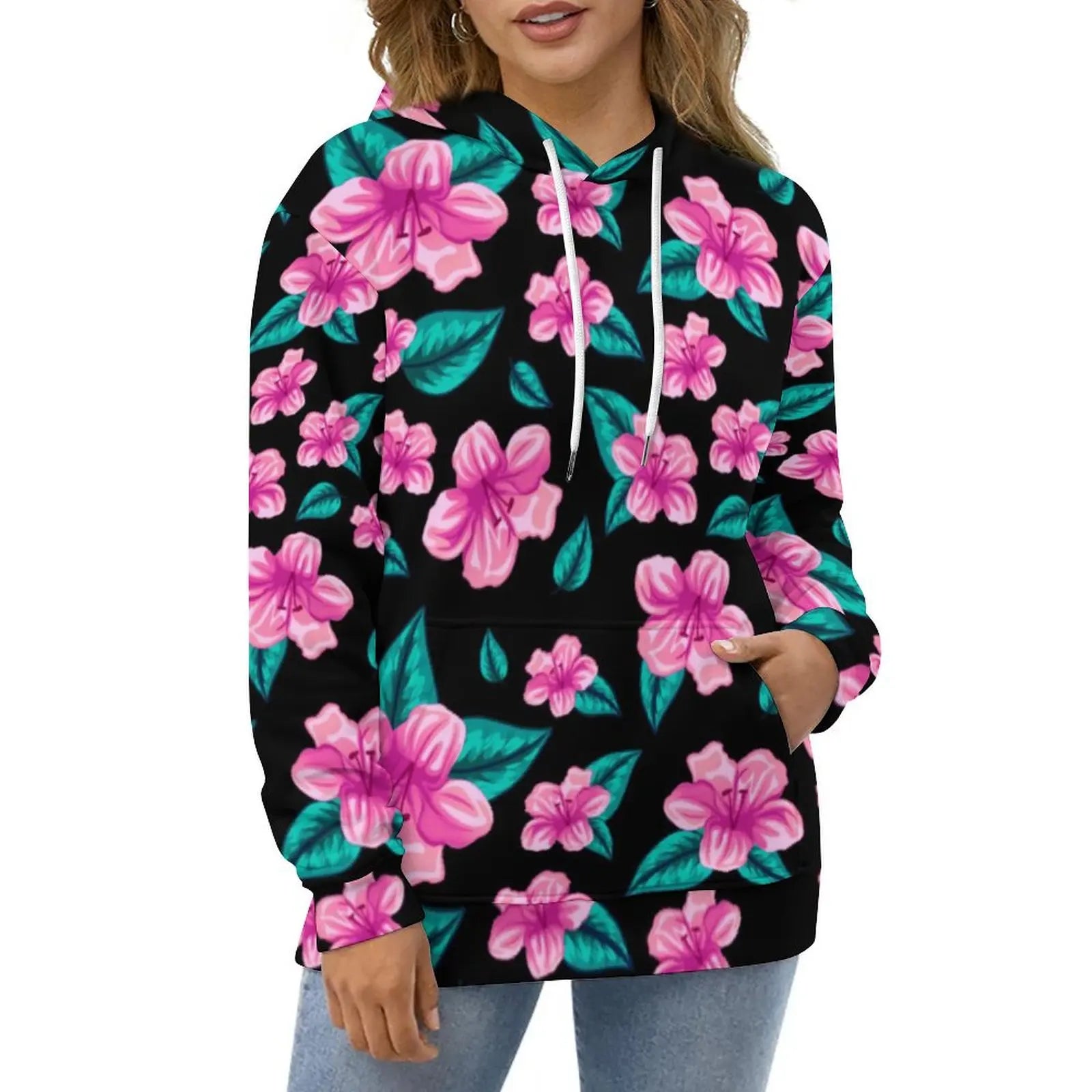 Hawaiian Hibiscus Flower Hoodies Tropical Floral Print Hip Hop Casual Hoodie