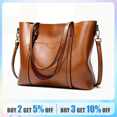 Women Handbags Tote Bag Soft PU Leather Retro Designer Large Capacity