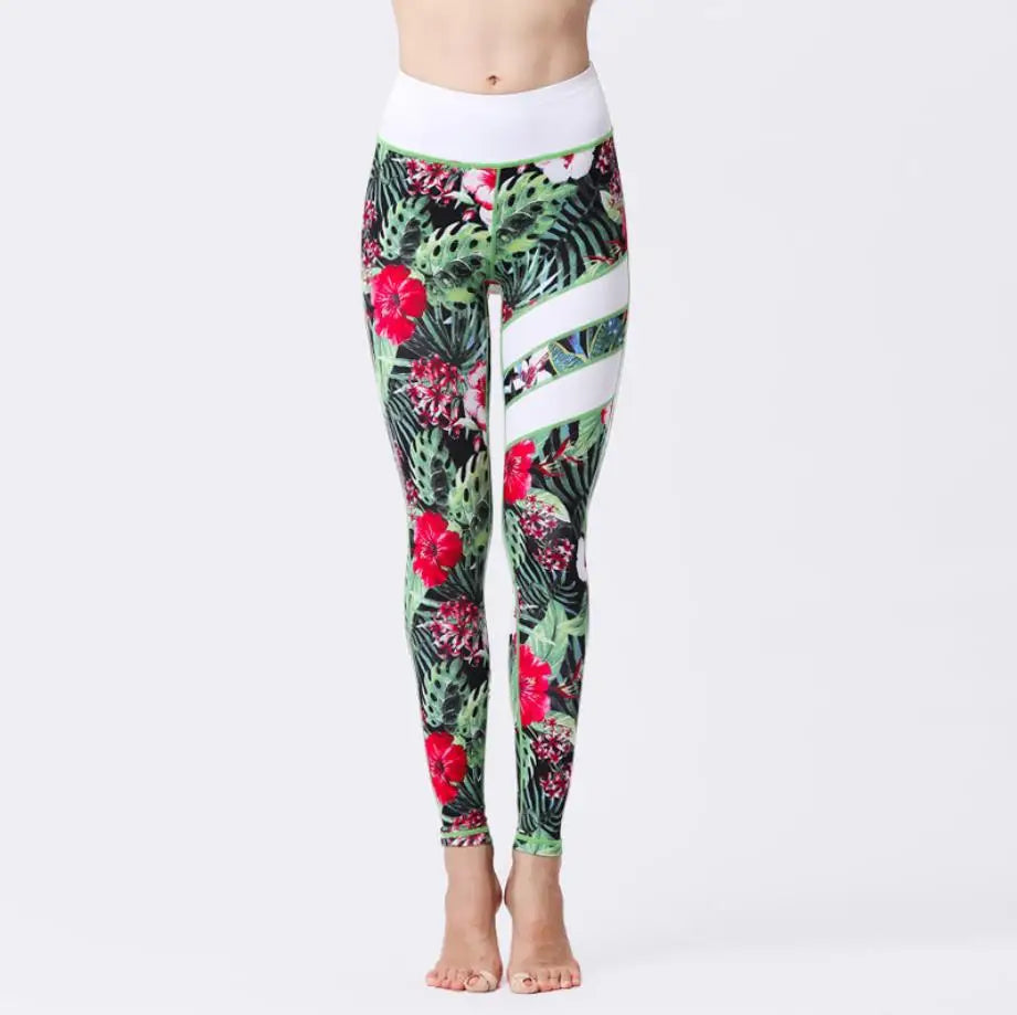 Cloud Hide Flower Printing Yoga Set Gym Outfits Sportswear Women Fitness Tracksuit Bra Top High Waist Leggings Pants Sports Suit