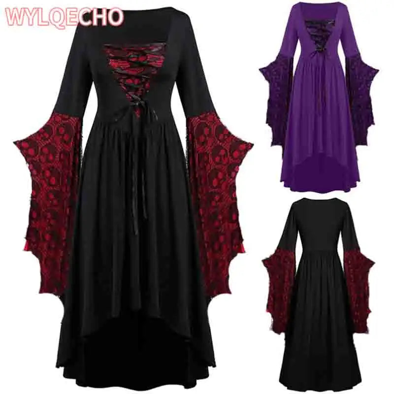 Vintage Halloween Cosplay Costume Witch Vampire Gothic Dress Ghost Dresses