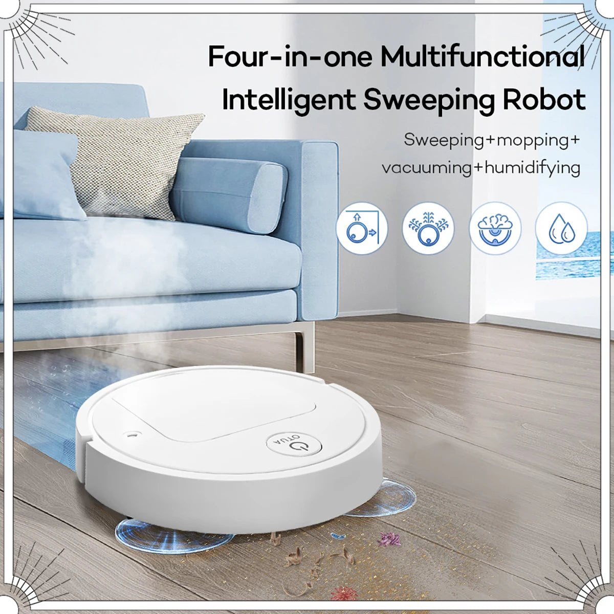 5-in-1 Robot Vacuum Cleaner Automatic Floor Mop USB Rechargeable Wet Mopping Cleaning Sweeping Machine