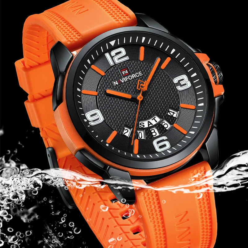 NAVIFORCE Creative TPU Strap Male Wristwatch Fashion Sports 3ATM Waterproof Quartz Day and Date Display Men Watches