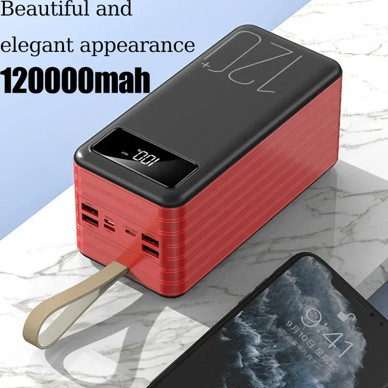 120Ah High Capacity Power Bank 120W Super Fast Charging Portable Charger External Battery Pack Power bank for IPhone Huawei