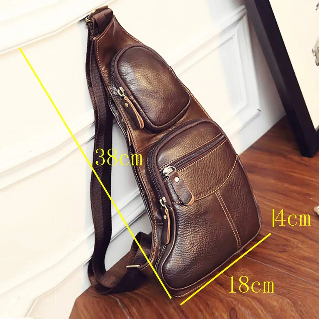 Quality Men Single Chest Back Day Pack Travel  Vintage Genuine Leather Casual Cross Body Messenger Shoulder Bag Crescent pack