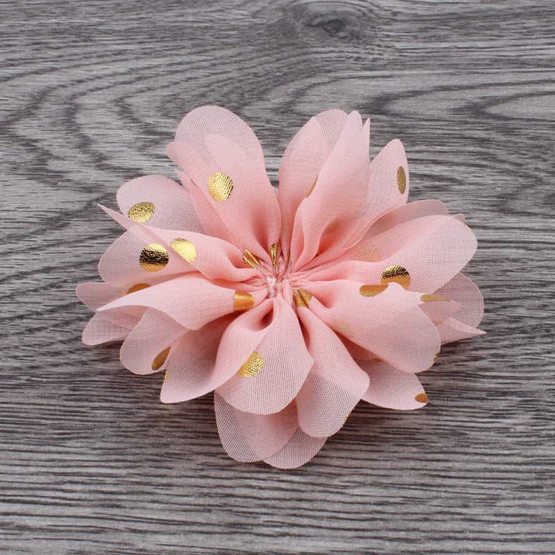 Fashion Gold Point Puffy Flower For Hair Accessories Ballerina Chiffon Flower Ornaments For Wedding Bouquet