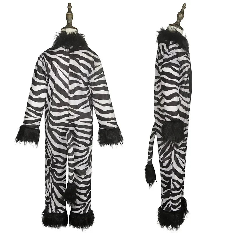 Black Toddler Girls's Zebra Costume Child Sassy Stripes Animal Onesie Halloween Costume Dress