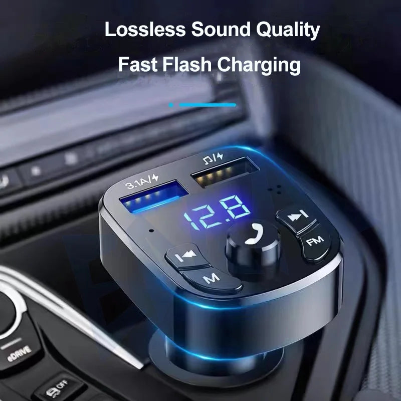 Wireless Car kit Handfree Dual USB Car Charger Bluetooth5.0 FM Transmitter MP3 Music Player Modulator Audio Adapter Car Charger