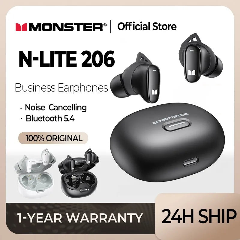 Monster Bluetooth 5.4 Earphones N-LITE 206 Sports Wireless Headphones