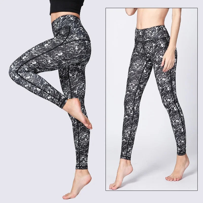 Cloud Hide Yoga Pants Women Flower High Waist Sports Leggings