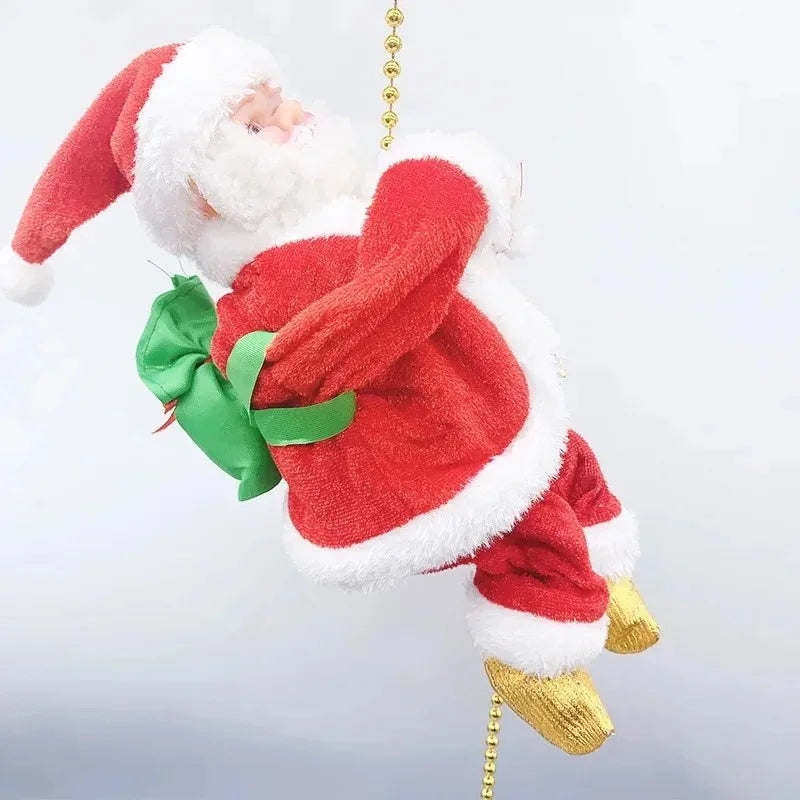 Electric Santa Claus Climbing Rope Ladder With Music Santa Musical Toys For Christmas Tree Home Decor Gifts For Boys And Girls