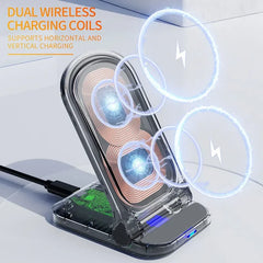 Fast Wireless Charger Stand Pad for iPhone  Foldable Wireless Charging Station