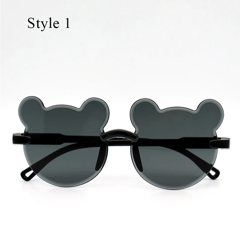 Girl Boys Rimless Sunglasses Summer Sun Glasses Cartoon Bear Anti-UV Sunglasses Cute Animal Kids Outdoor Sunscreen Sunglasses