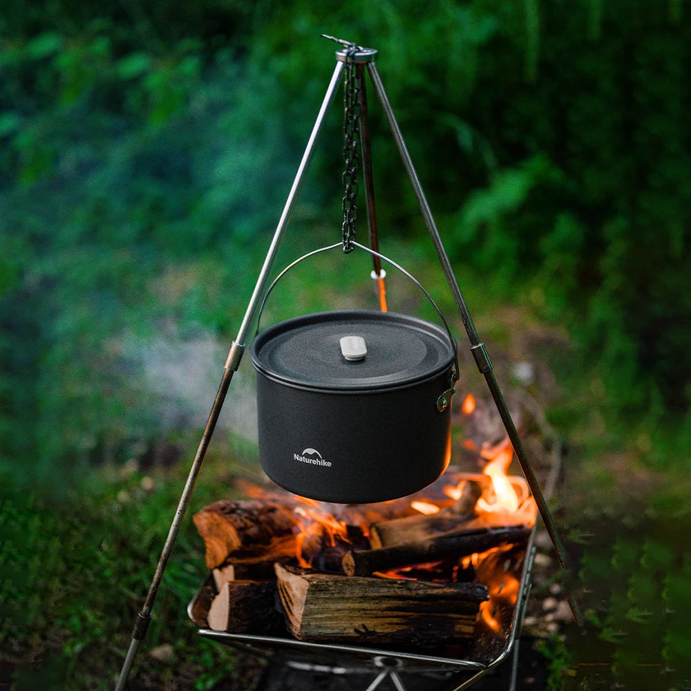 Outdoor Pot Set,Camping Cooking Equipment,Portable Stainless Steel Frying Pan Hanging Pot,Hiking Picnic Tableware