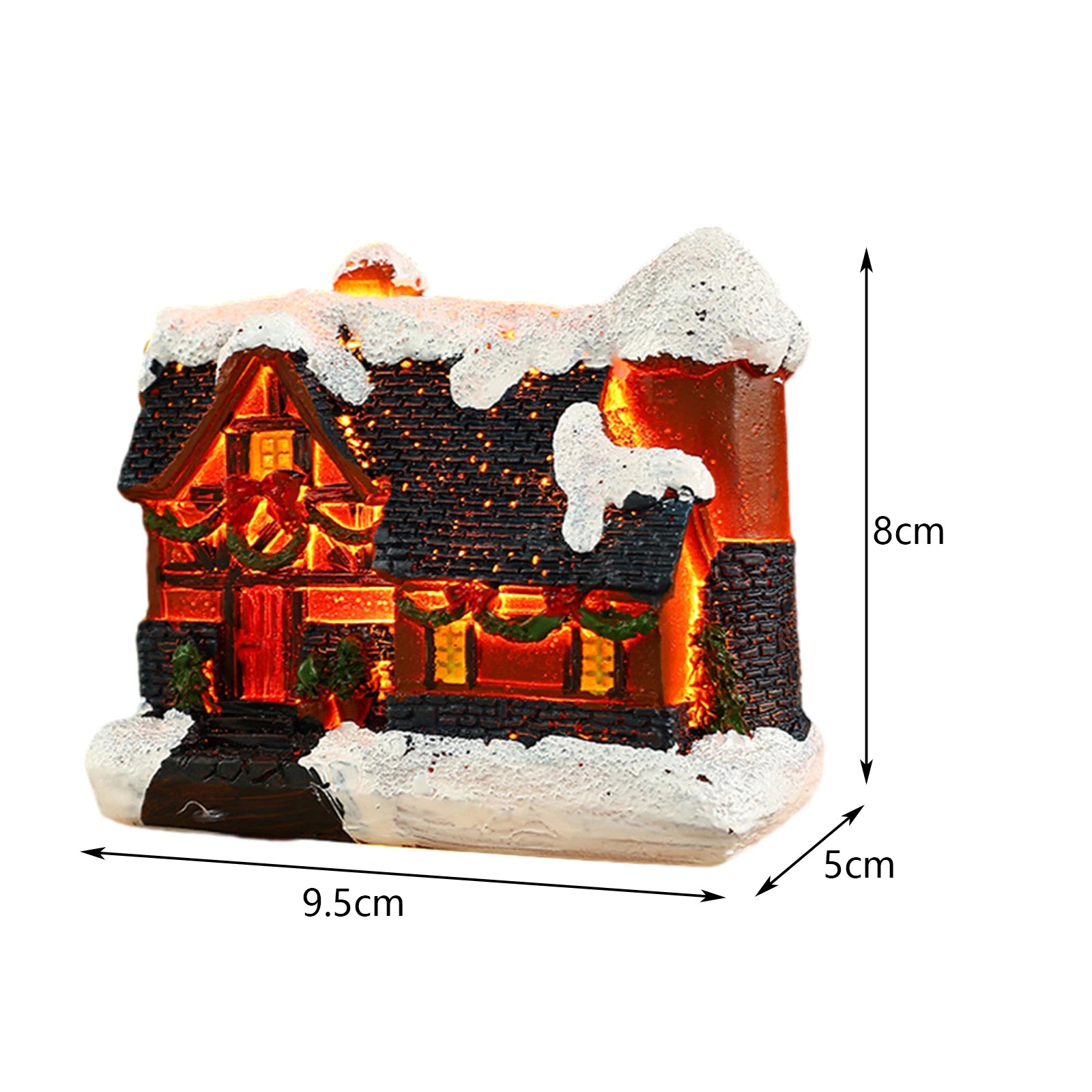 Christmas Village Scene for Home Desktop Ornaments Resin House Snowy Winter Town With LED Light